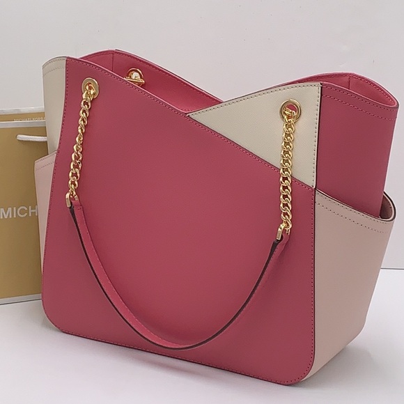 MICHAEL KORS Jet Set Large X Chain Color-Block Saffiano Leather Shoulder… - Picture 5 of 16